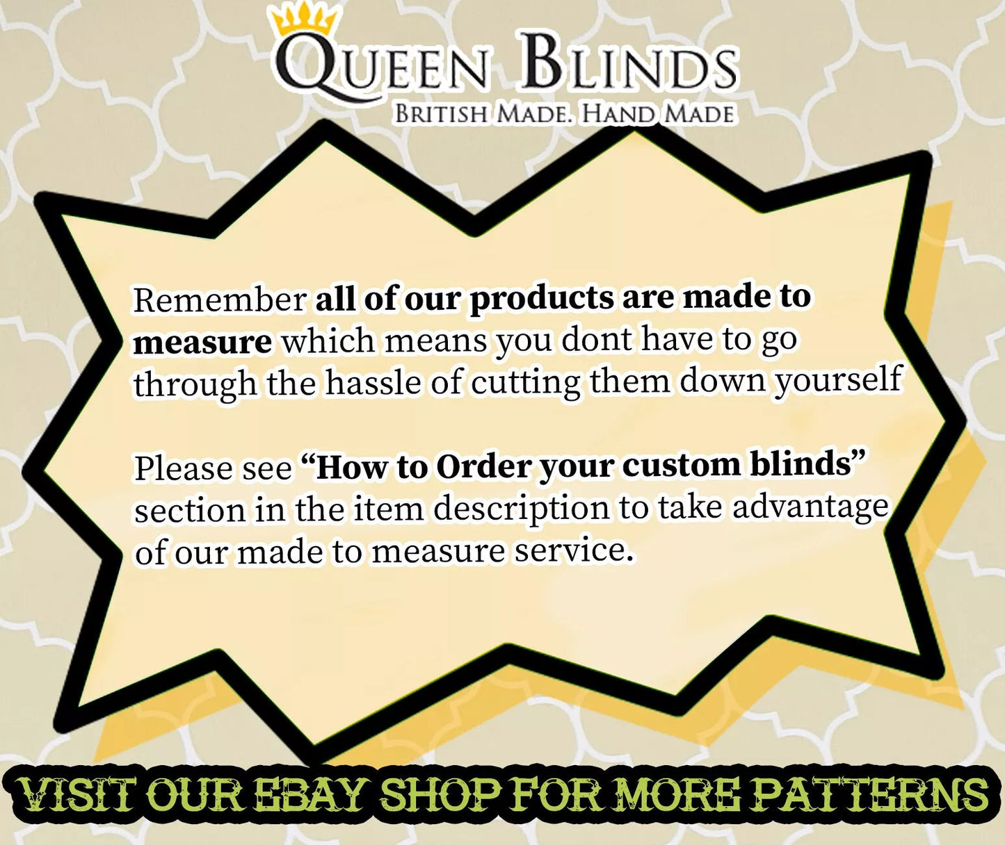 ~MADE TO MEASURE~ EASY FIT Premium Patterned Multicoloured Custom Roller Blinds* *NO CUTTING REQUIRED - *HASSLE FREE* - **READY TO FIT** - Queen Blinds ltd